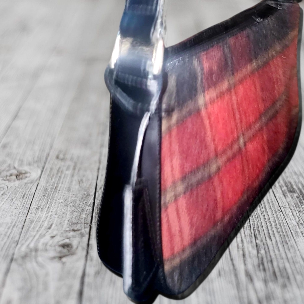 Eddie Bauer 100% WoolPlaid Mini Purse Handbag Leather Trim Small Women's - Picture 5 of 12